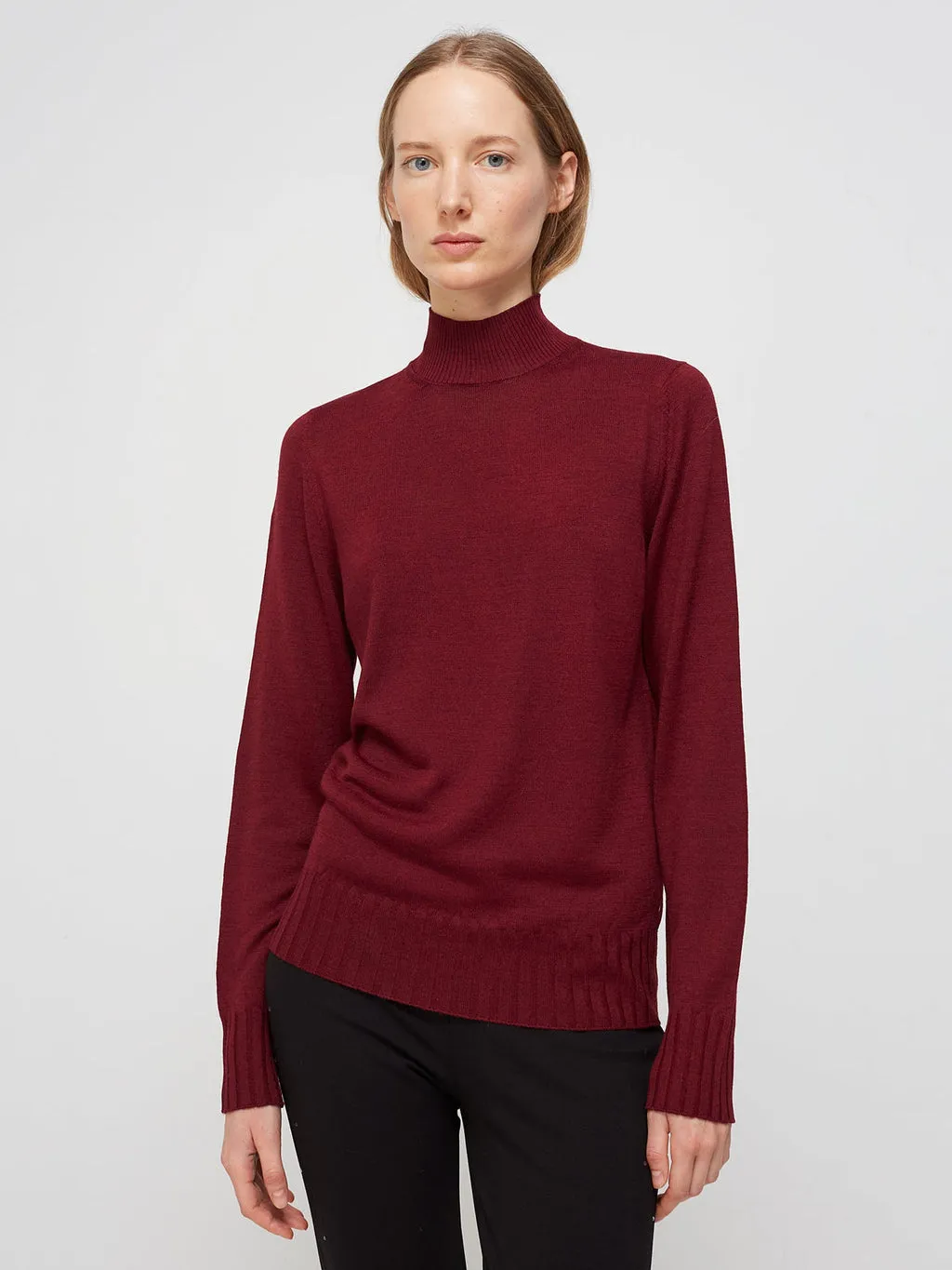 Escorpion BASIC WIDE RIB BURGUNDY TURTLENECK SWEATER