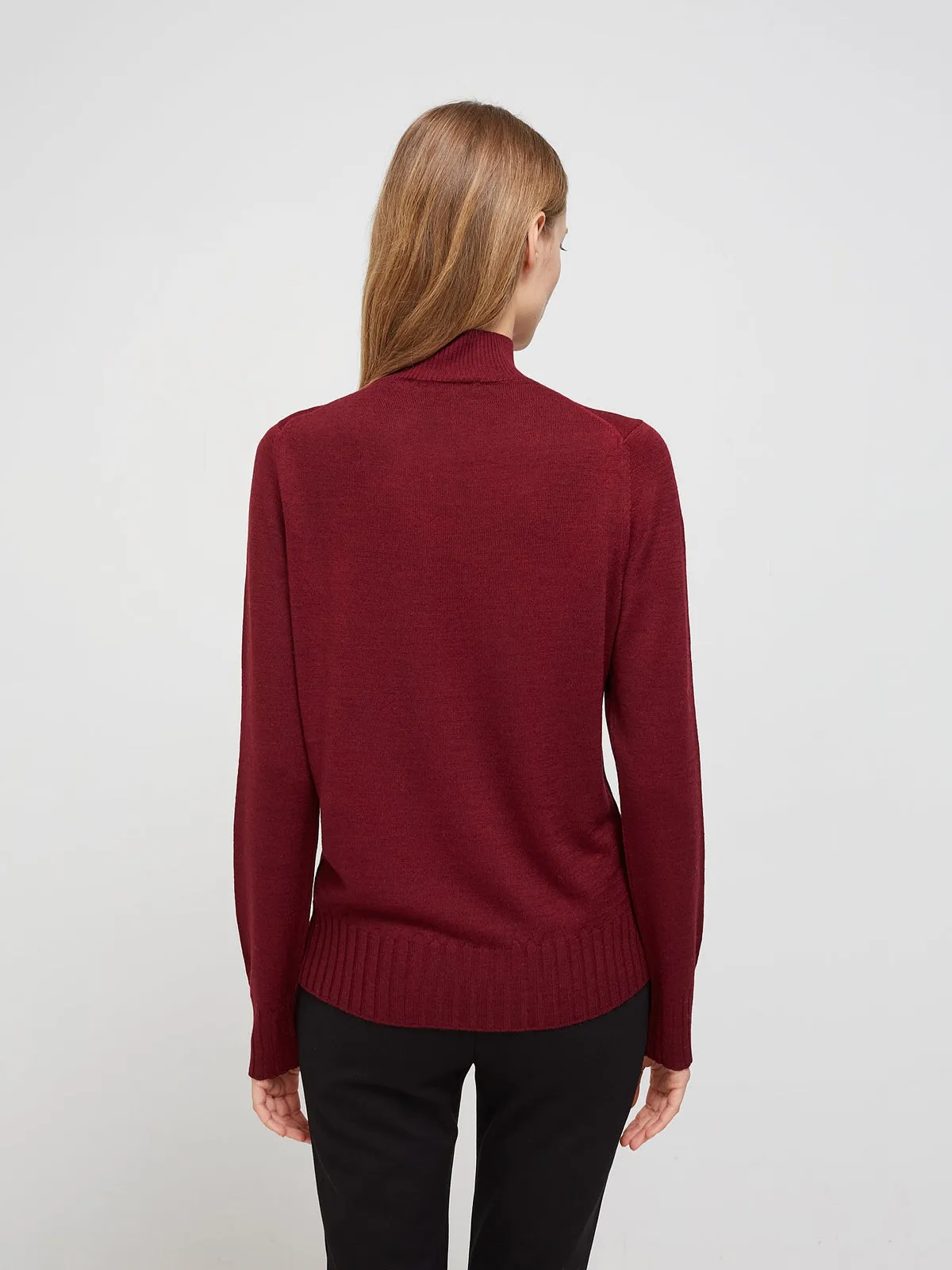 Escorpion BASIC WIDE RIB BURGUNDY TURTLENECK SWEATER