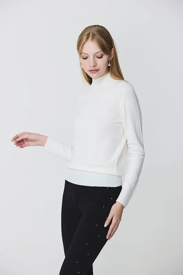 Escorpion BASIC WIDE RIB WHITE TURTLENECK SWEATER