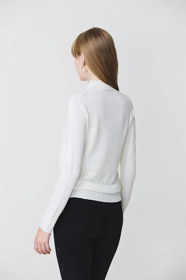 Escorpion BASIC WIDE RIB WHITE TURTLENECK SWEATER