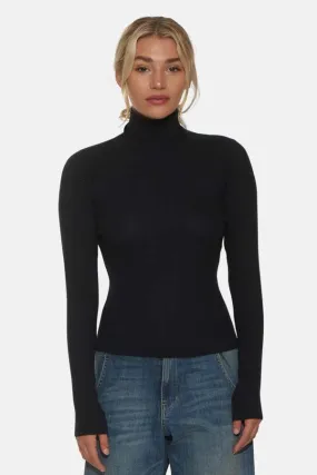 Eva Cashmere Turtleneck Sweater - Black