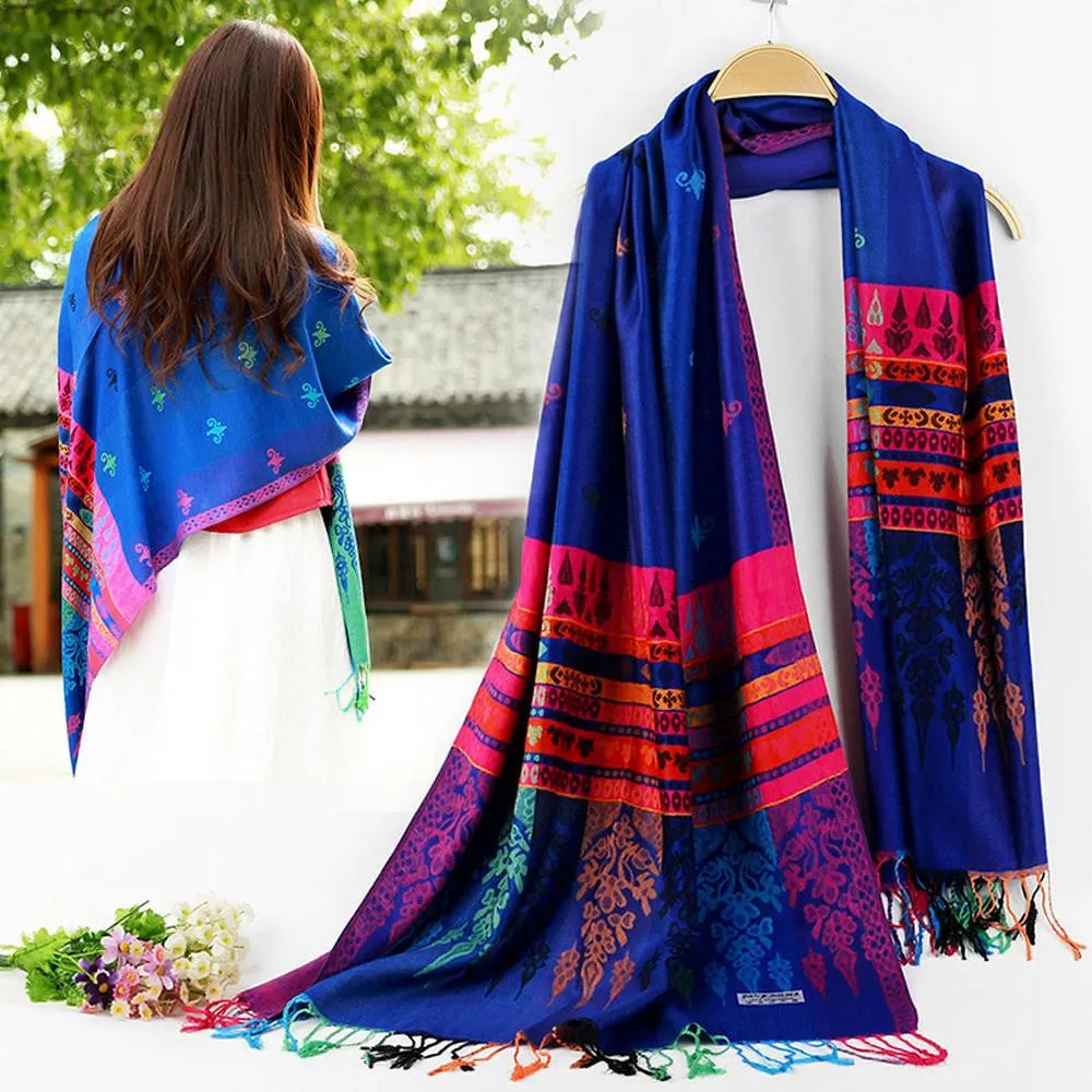 Famous scarf Double Sided Little Bee National Wind luxury Scarf Wrap Shawl cashmereponcho