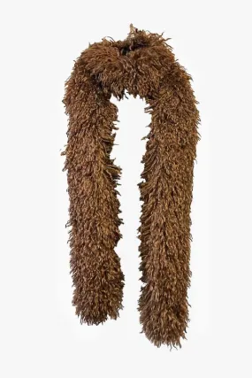 Faux Curly Lamb Fur Long Scarf - Cinnamon