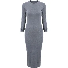 Feida Women Long Sweater Long Sleeve Skinny Split Pencil Dress &