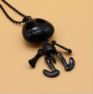 Femal Vintage Jewelry Big Eyes UFO Alien Skull Head Pendants Long Sweater Chain Necklaces for Women SM6