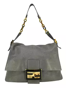 Fendi Metallic Suede Mamma Foreve Baguette Shoulder Bag