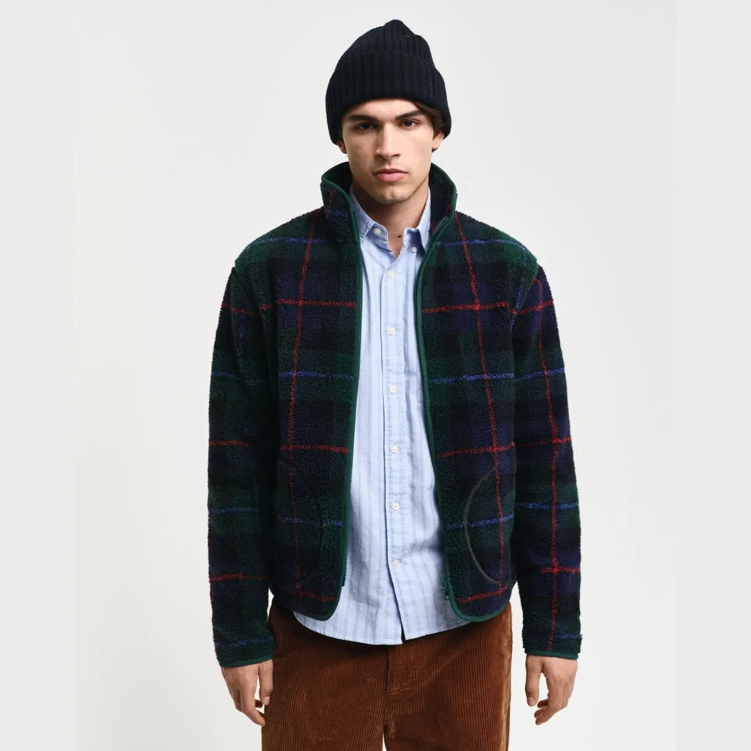 GANT Checked Fleece Jacket 2015095 Tartan Green