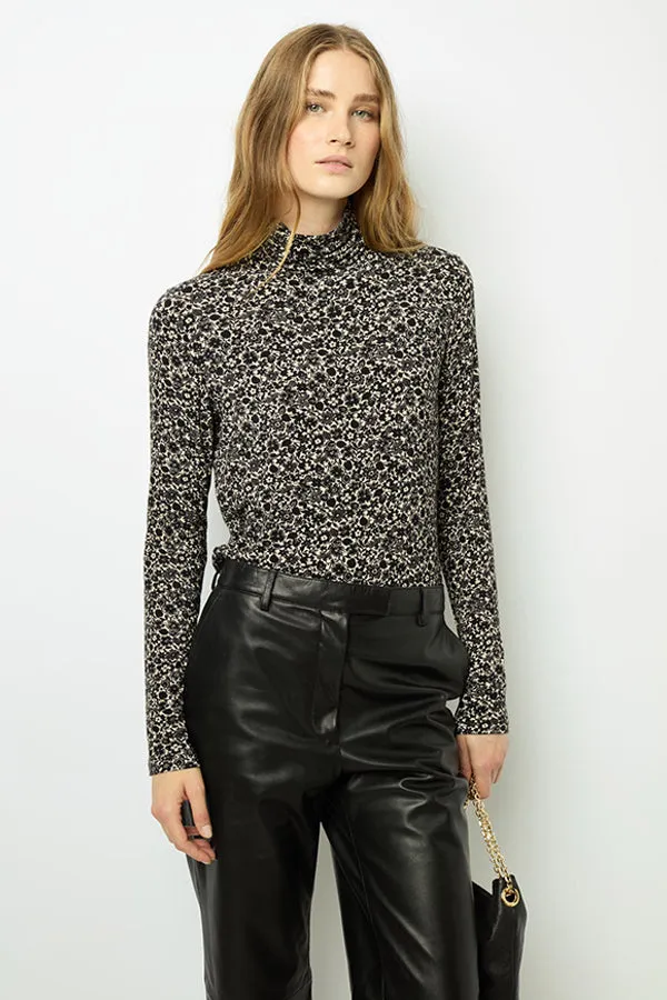 Gerard Darel AURELIE FLORAL TURTLENECK SWEATER