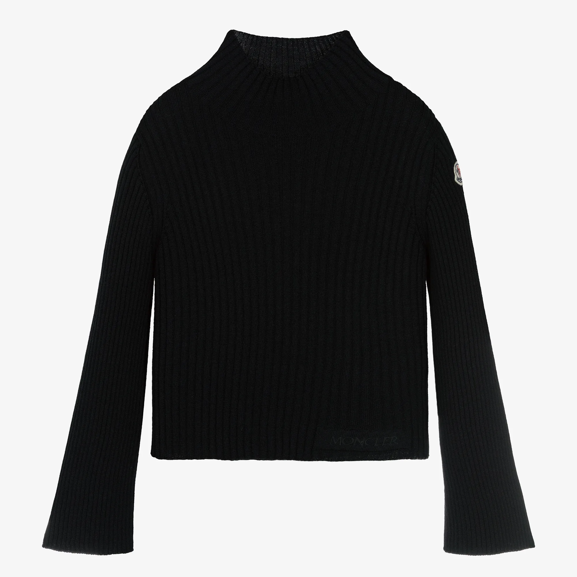 Girls Black Wool Turtleneck Sweater