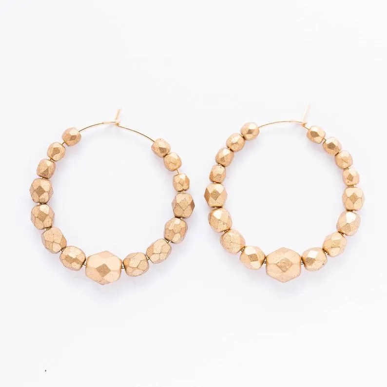 Gold Bead Hoops- WS