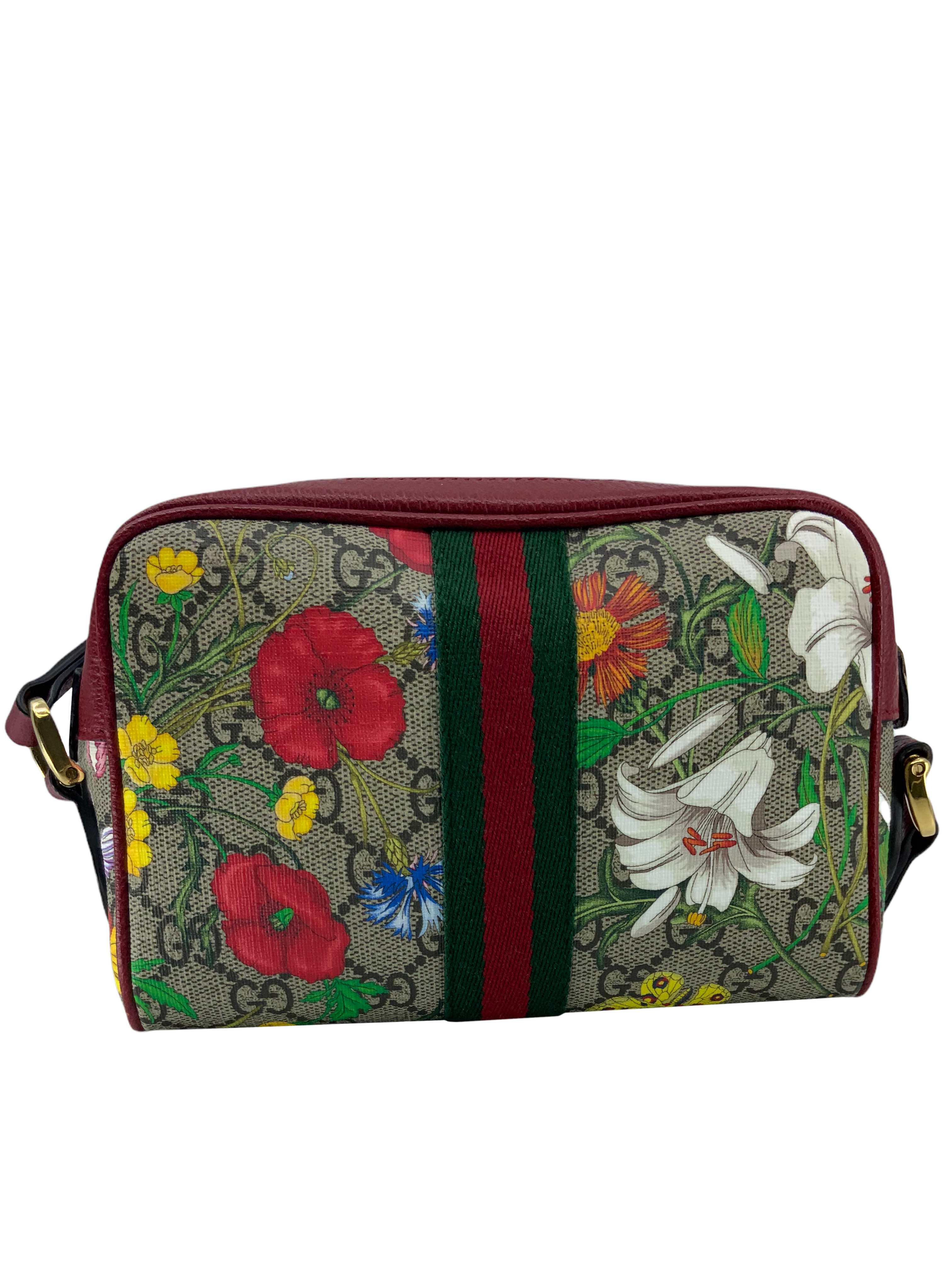 GUCCI GG Supreme Flora Web Mini Ophidia Shoulder Bag