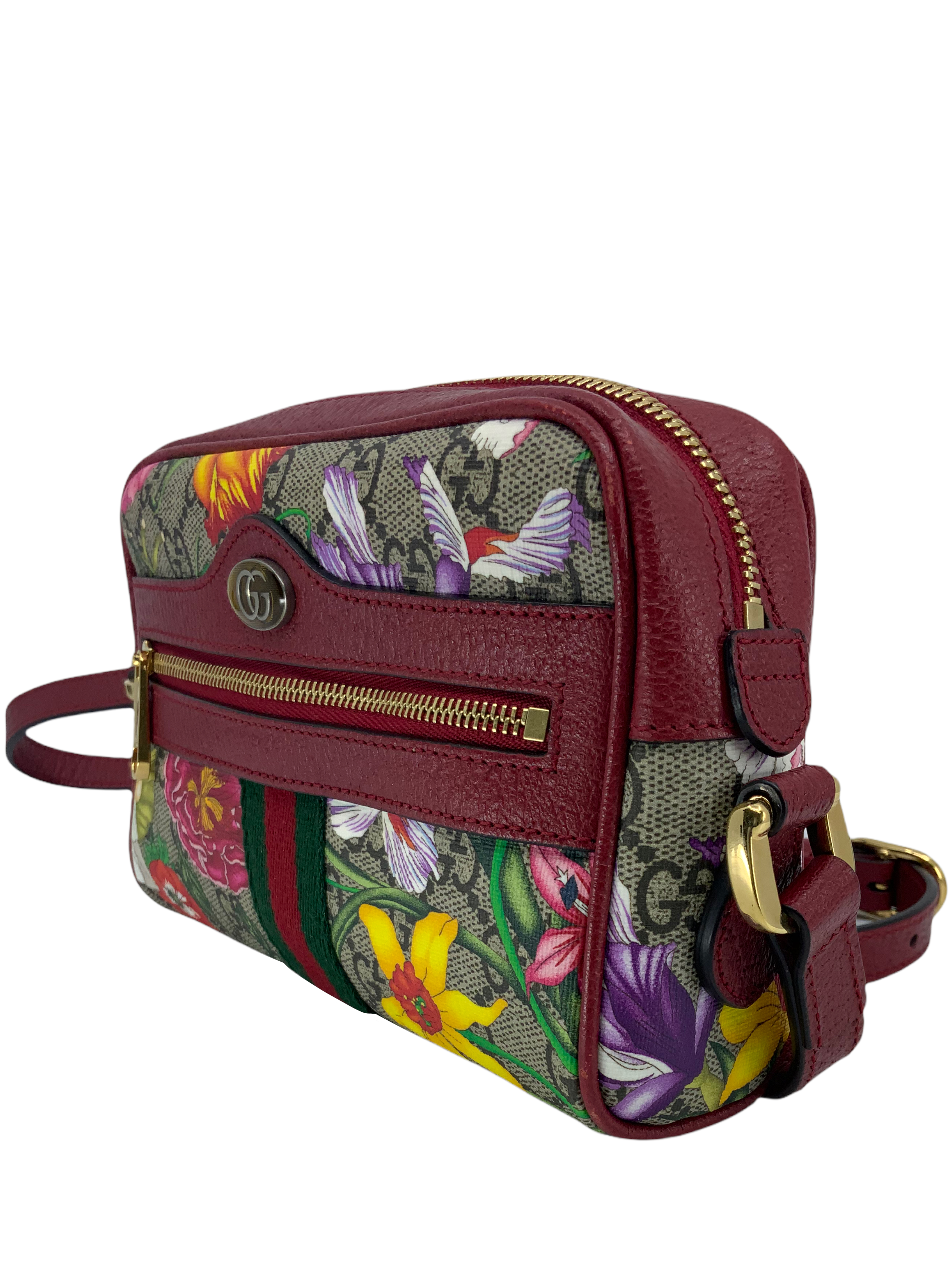 GUCCI GG Supreme Flora Web Mini Ophidia Shoulder Bag