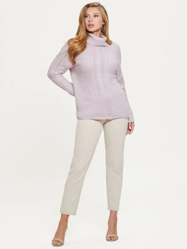 Guess Dawna Cable-Knit Turtleneck Sweater