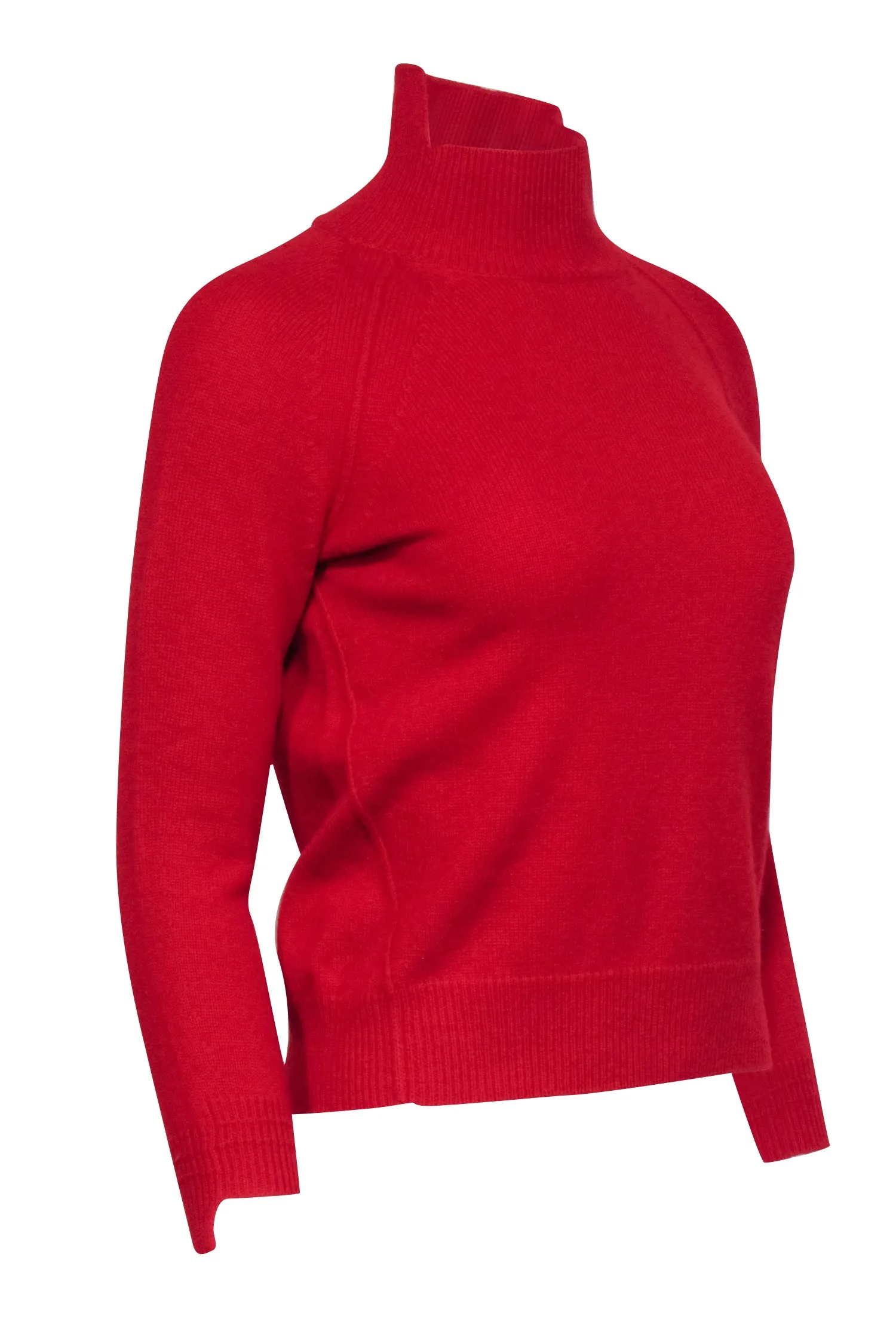 Helmut Lang - Red Cashmere Asymmetrical Turtleneck Sweater Sz S