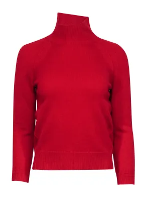 Helmut Lang - Red Cashmere Asymmetrical Turtleneck Sweater Sz S