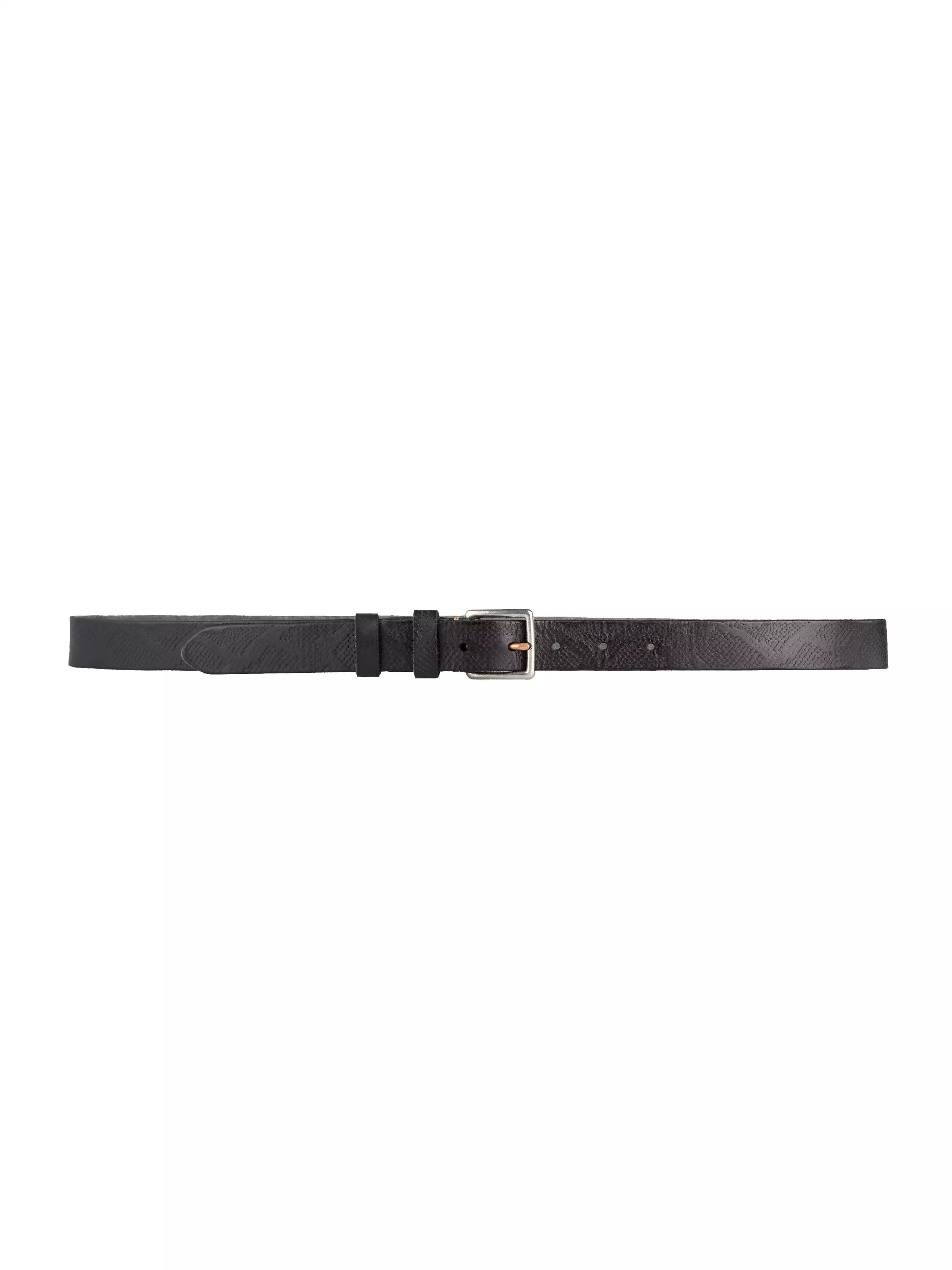 Italian Rustic Phyton Leather Belt with Palladium-toned Buckle