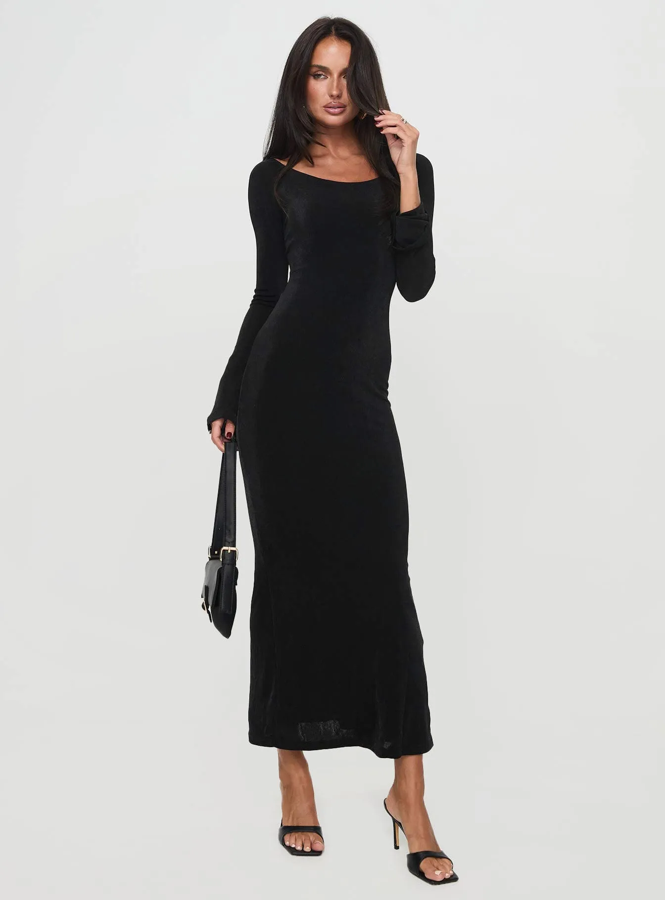 Janice Long Sleeve Maxi Dress Black