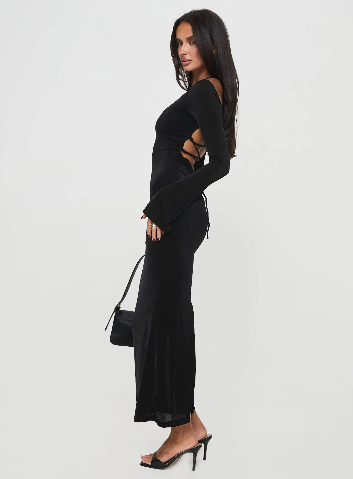 Janice Long Sleeve Maxi Dress Black