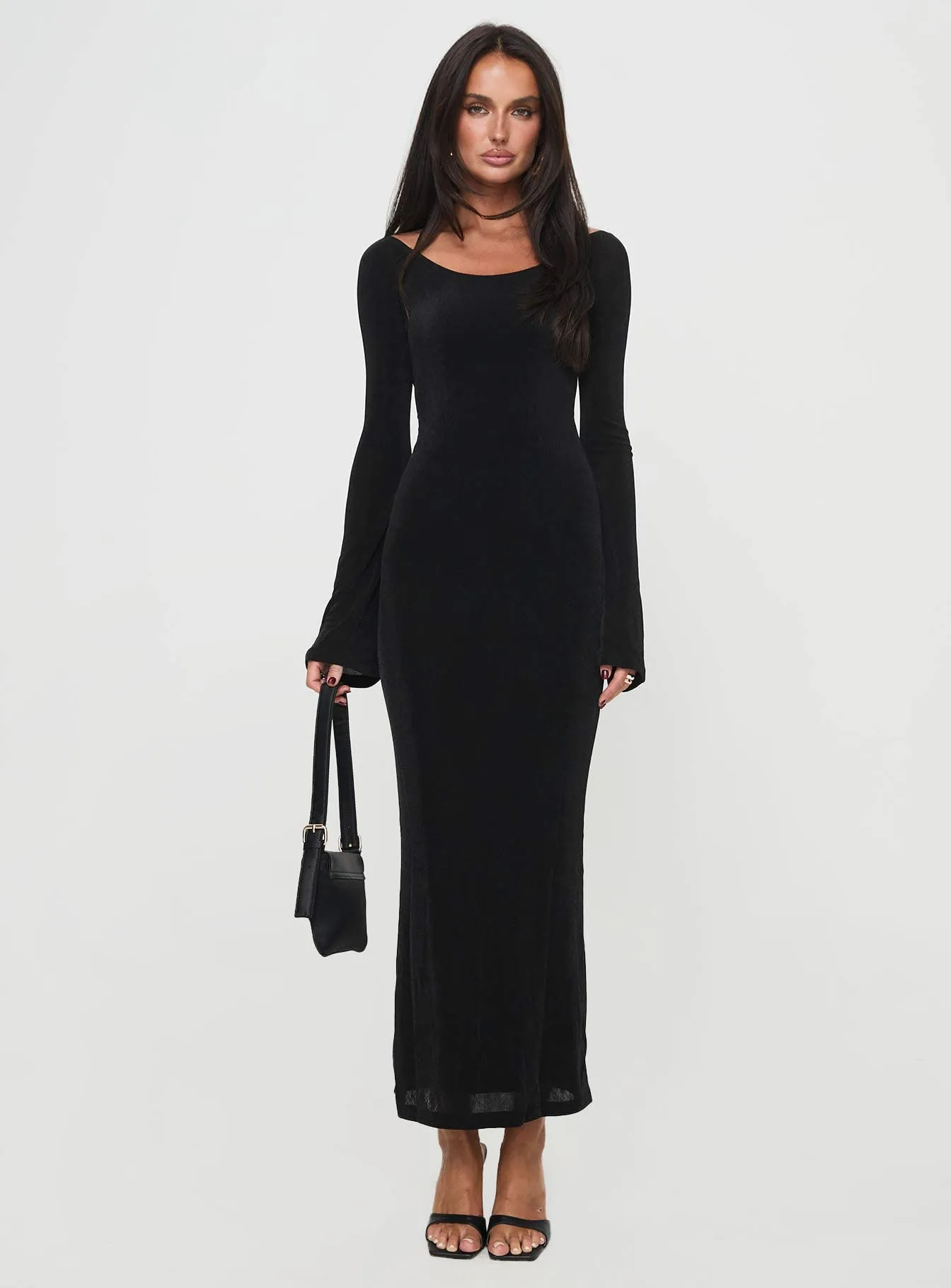 Janice Long Sleeve Maxi Dress Black