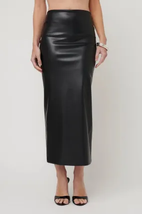 Juliette Midi Skirt - Faux Leather Black