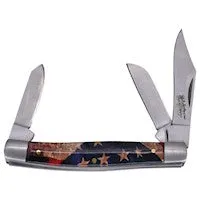 JUSTIN STOCKMAN KNIFE ACRYLIC USA FLAG 3 BLADE