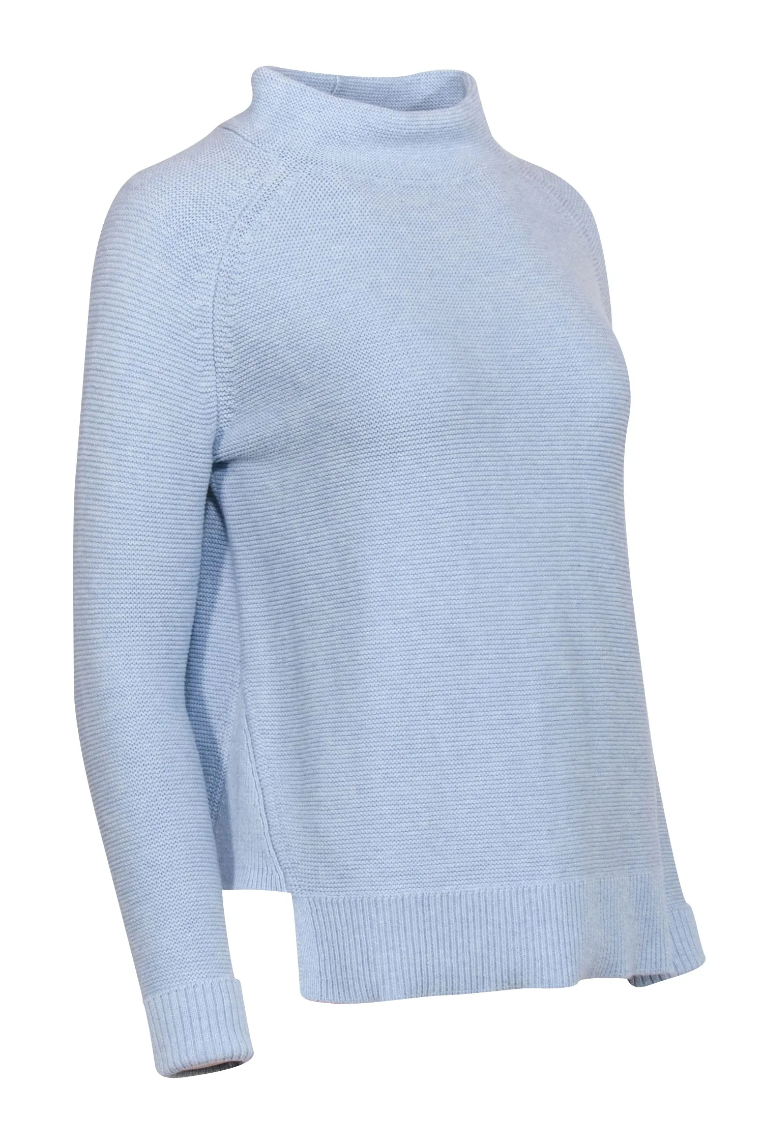 Kinross - Baby Blue Cotton Knit Mockneck Turtleneck Sweater Sz XS