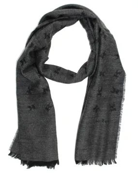 Kiton Scarf Gray Black K Design - Wool Silk Shawl