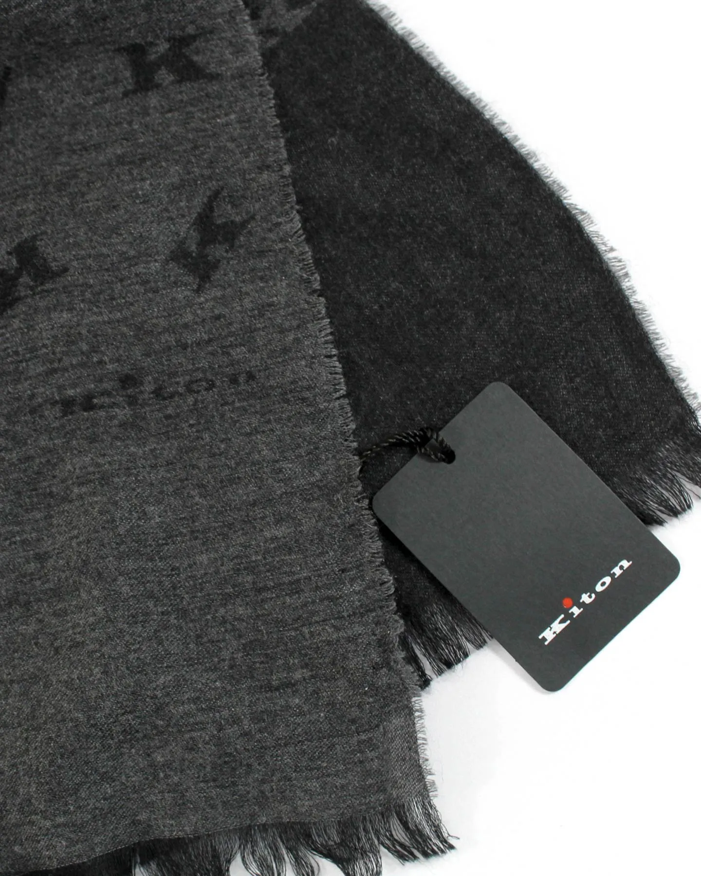 Kiton Scarf Gray Black K Design - Wool Silk Shawl