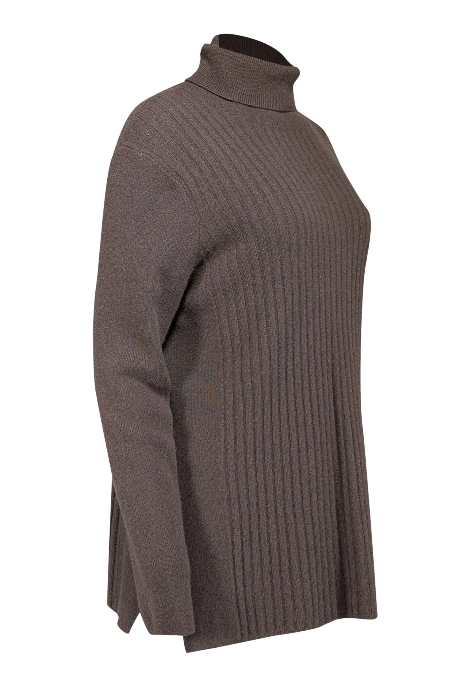 Lafayette 148 - Brown Ribbed Cashmere Turtleneck Sweater Sz XL