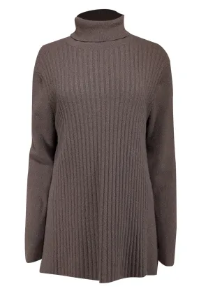 Lafayette 148 - Brown Ribbed Cashmere Turtleneck Sweater Sz XL