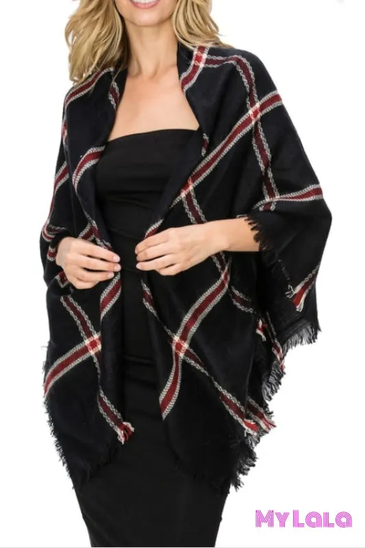 Lined Blanket Scarf (Black)