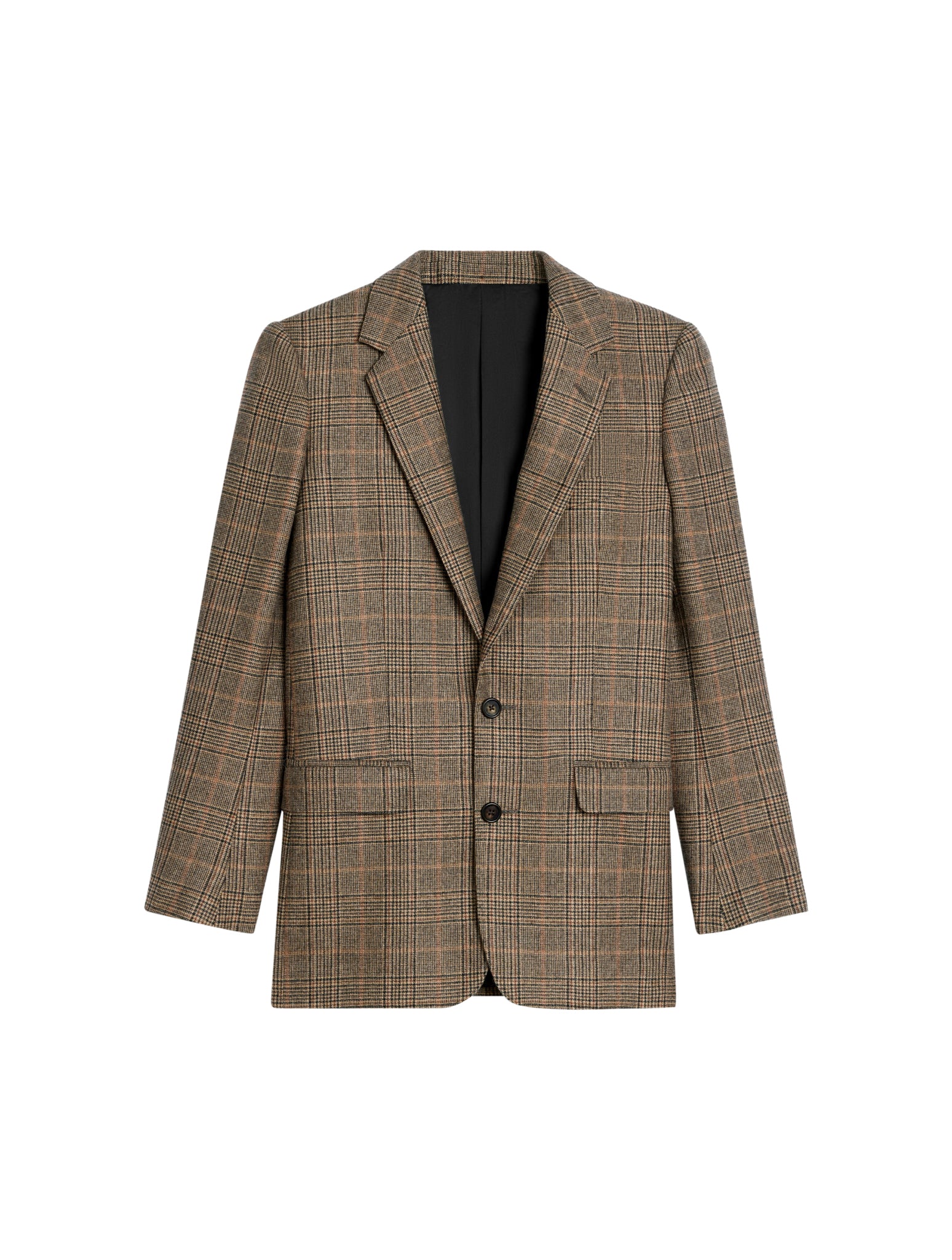 LONG PRINCE OF WALES CASHMERE JACKET CAMEL / HAZELNUT / BLACK