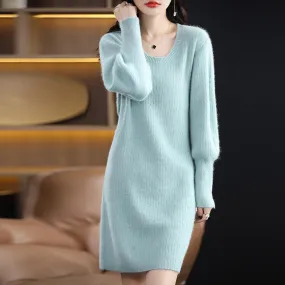 Long Sweater Woolen Skirt Top