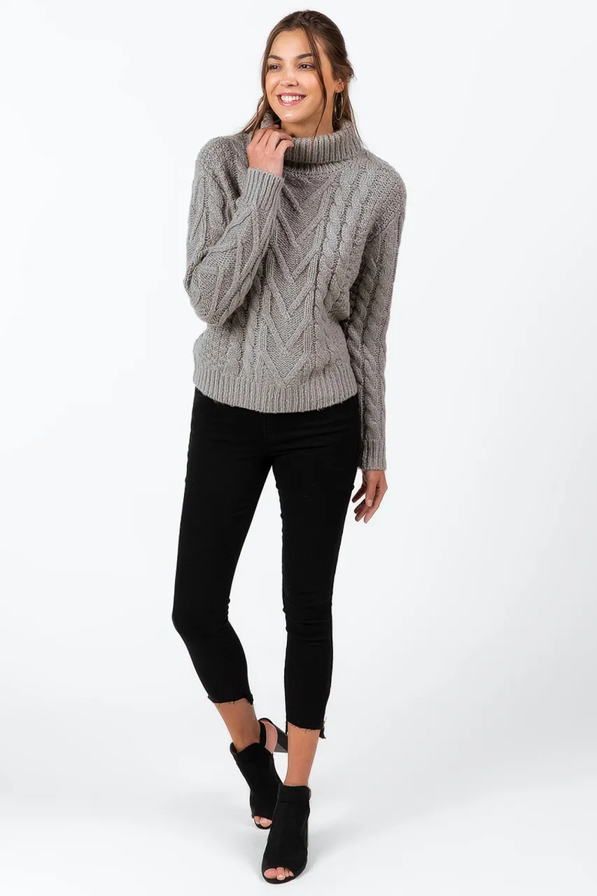 Maddalina Cable Turtleneck Sweater