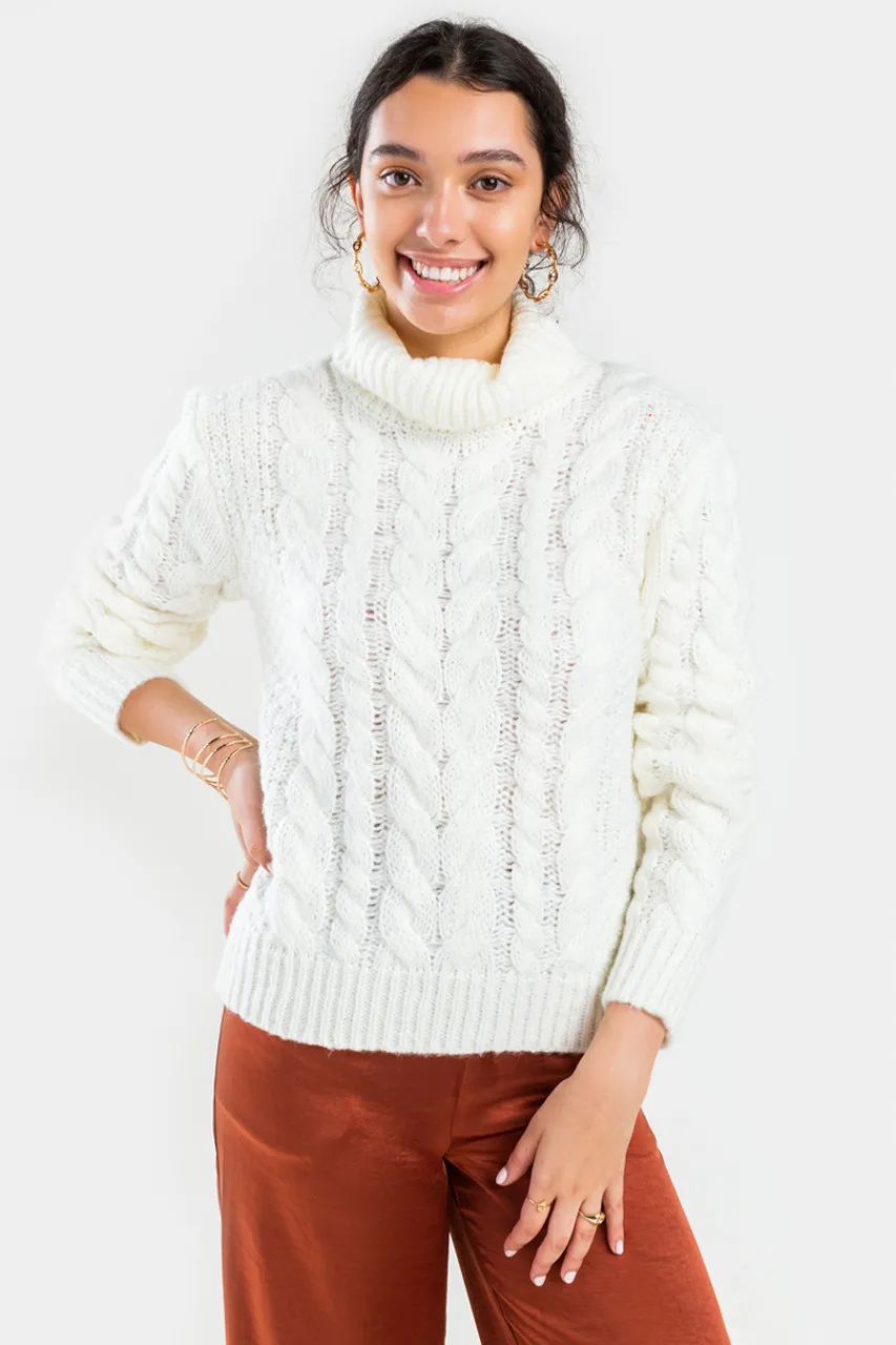 Maddalina Cable Turtleneck Sweater