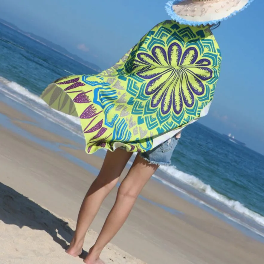 Mandala Towel Round Bohemian Blanket Scarf Women Summer Beach Cover Up Bufandas Mujer 2017#212 SM6