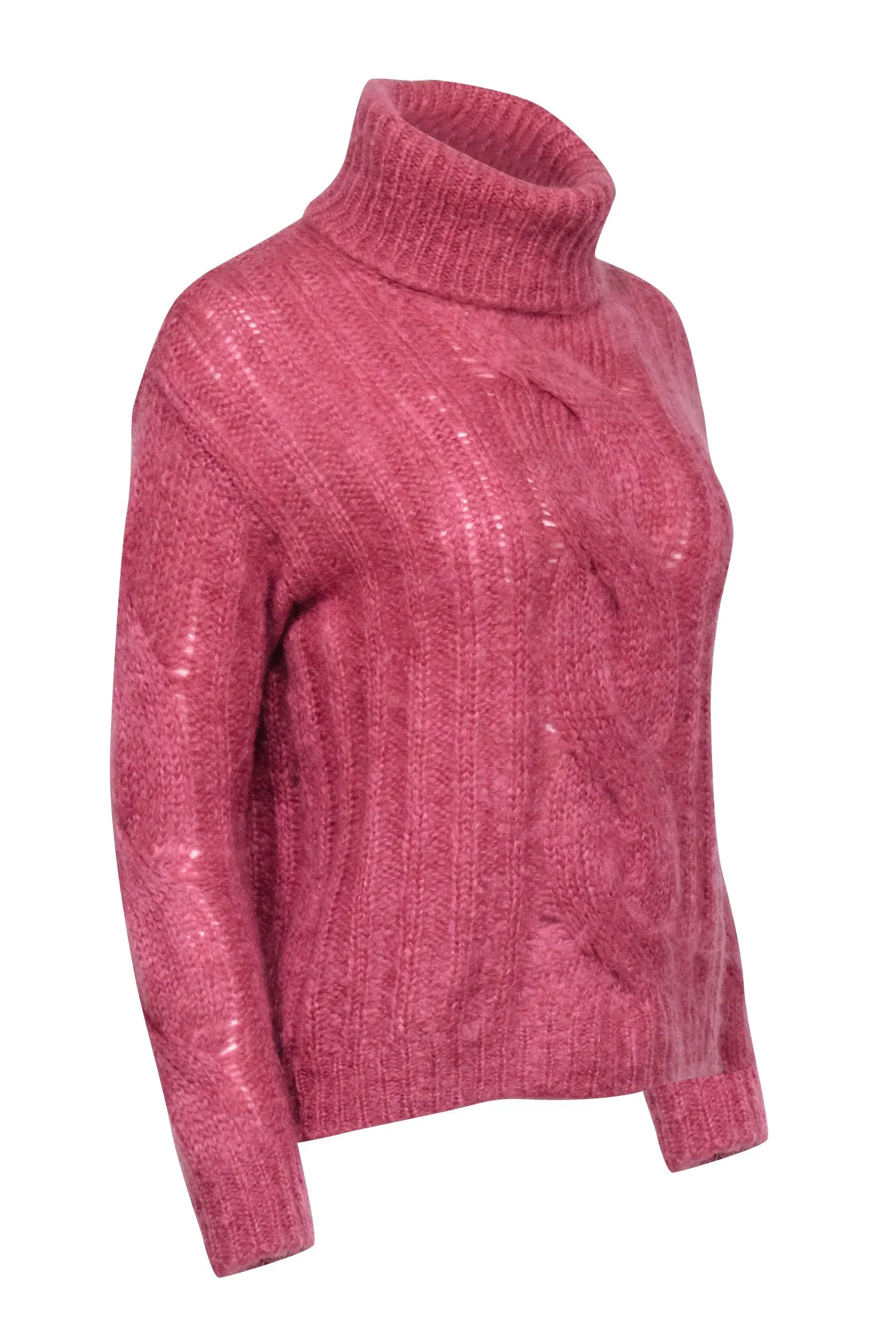 Max Mara - Pink Mohair Blend Turtleneck Sweater Sz XS