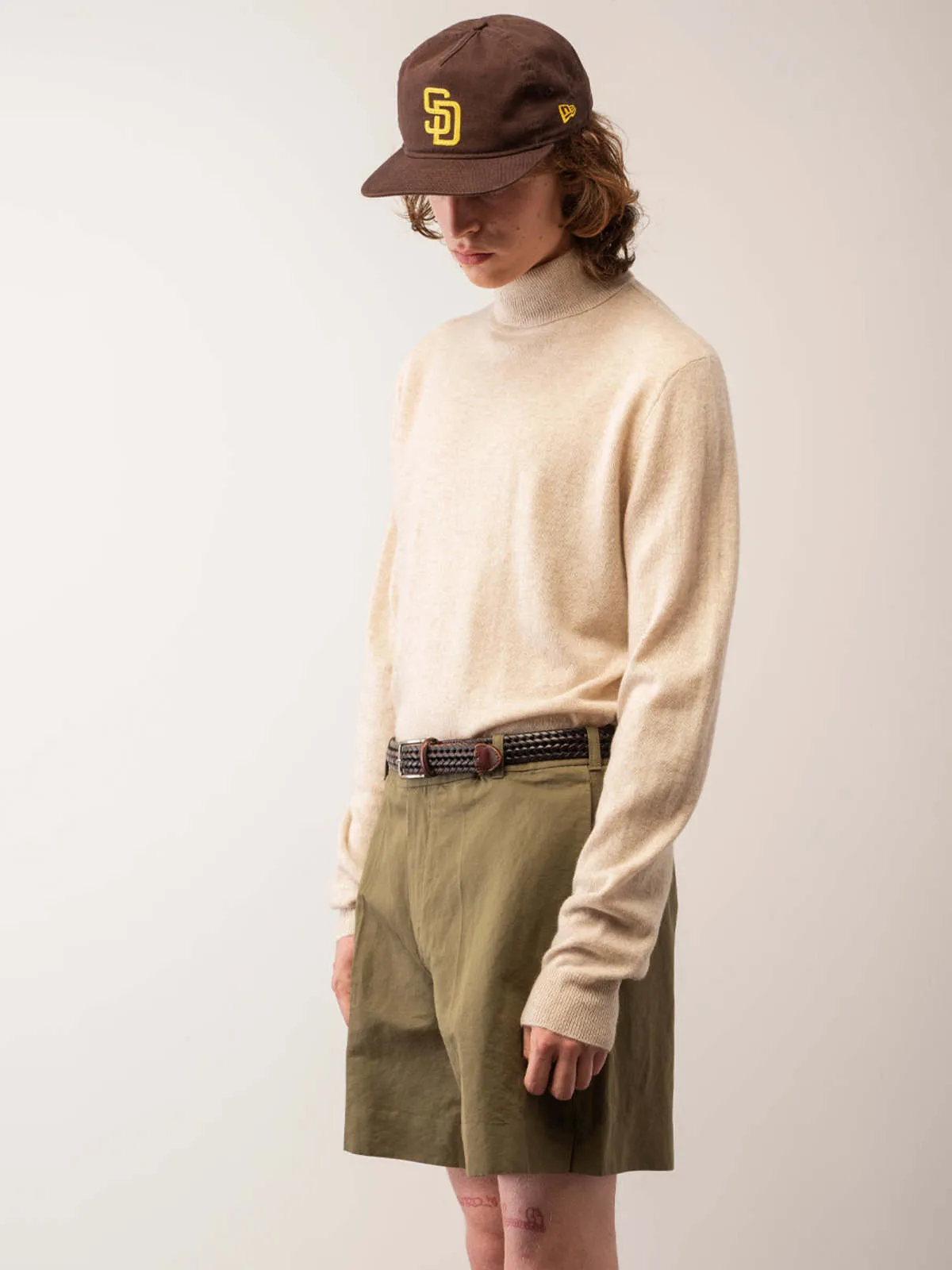 Men Turtleneck Sweater - Oatmeal