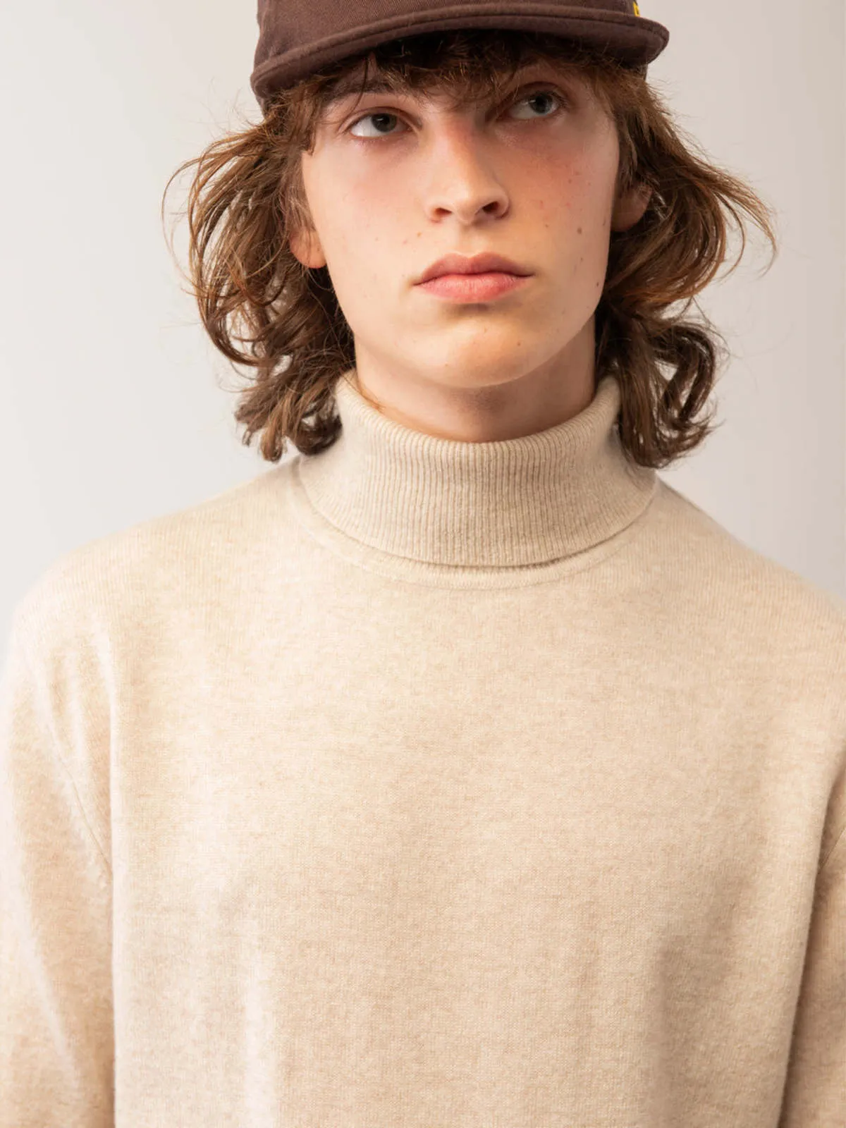 Men Turtleneck Sweater - Oatmeal