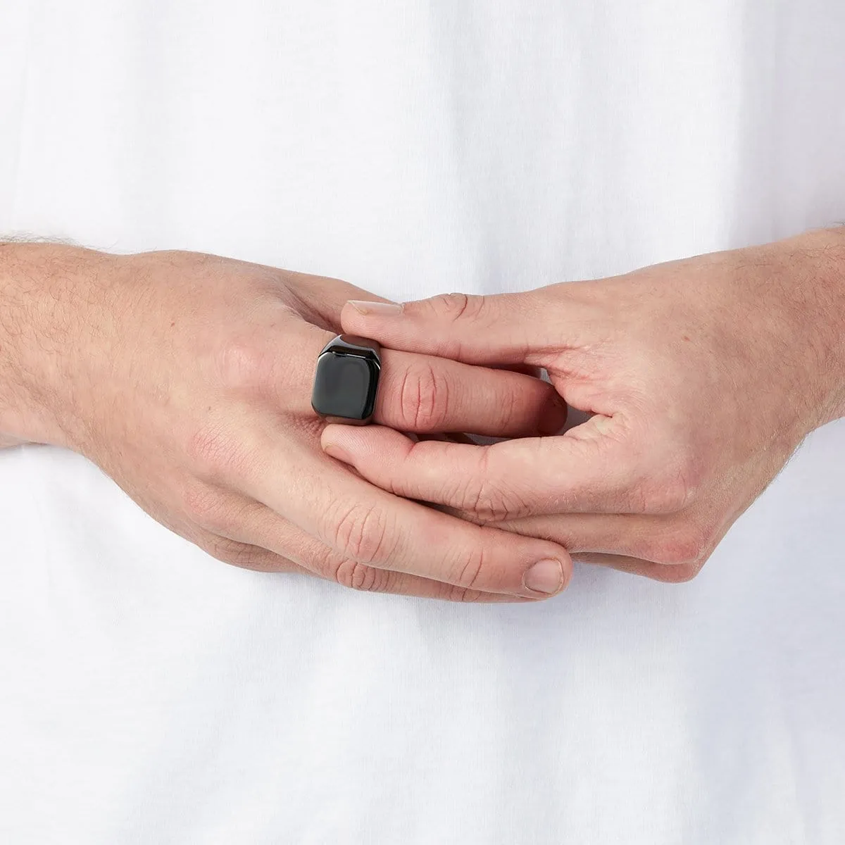 Men’s Black Square Signet Ring