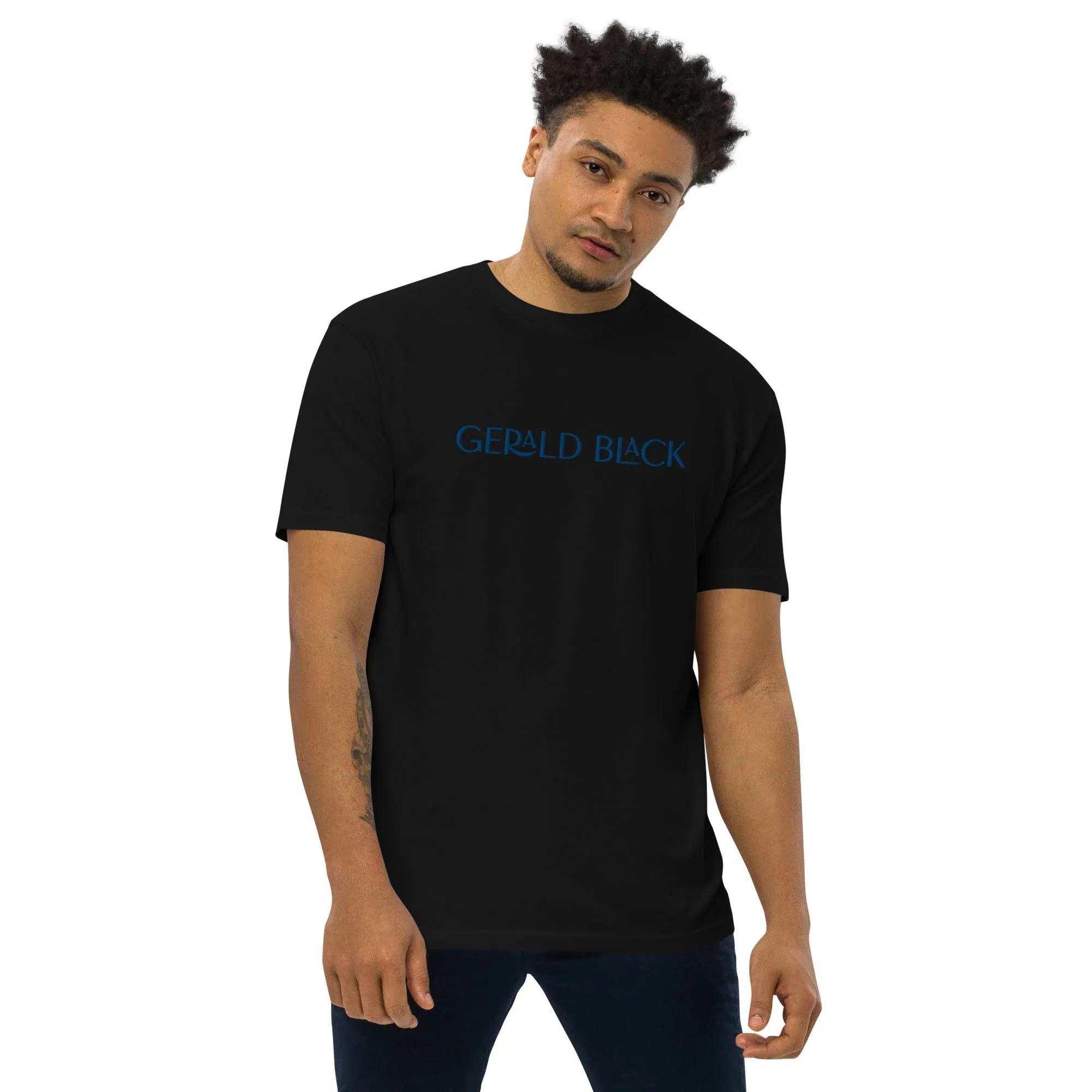 Men’s Gerald Black Cotton Premium Heavyweight Regular Fit T-Shirt