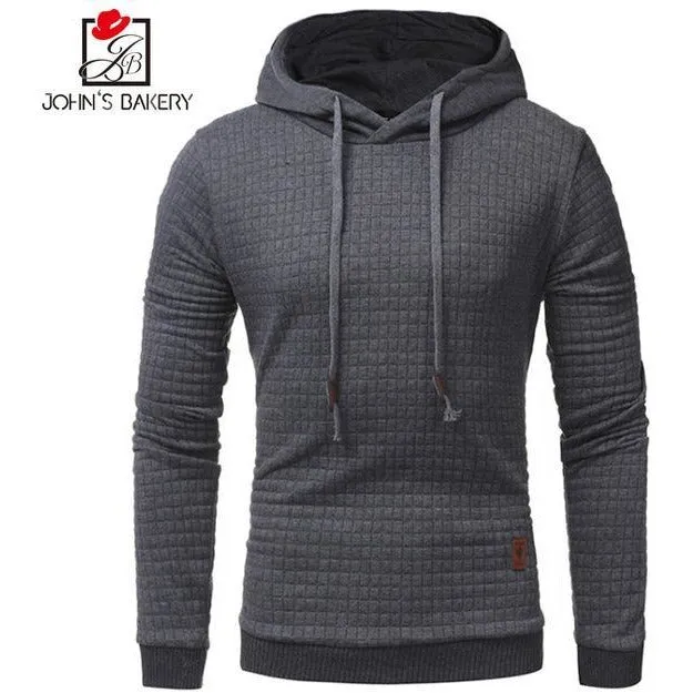 Men's Plaid Drawstring Casual Hoodie