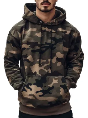 Men's Retro Camouflage Print Casual Hoodie