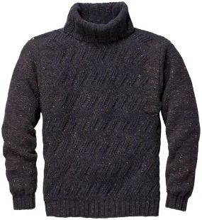 Mens turtleneck sweater, Blue-Brown | Manufactum