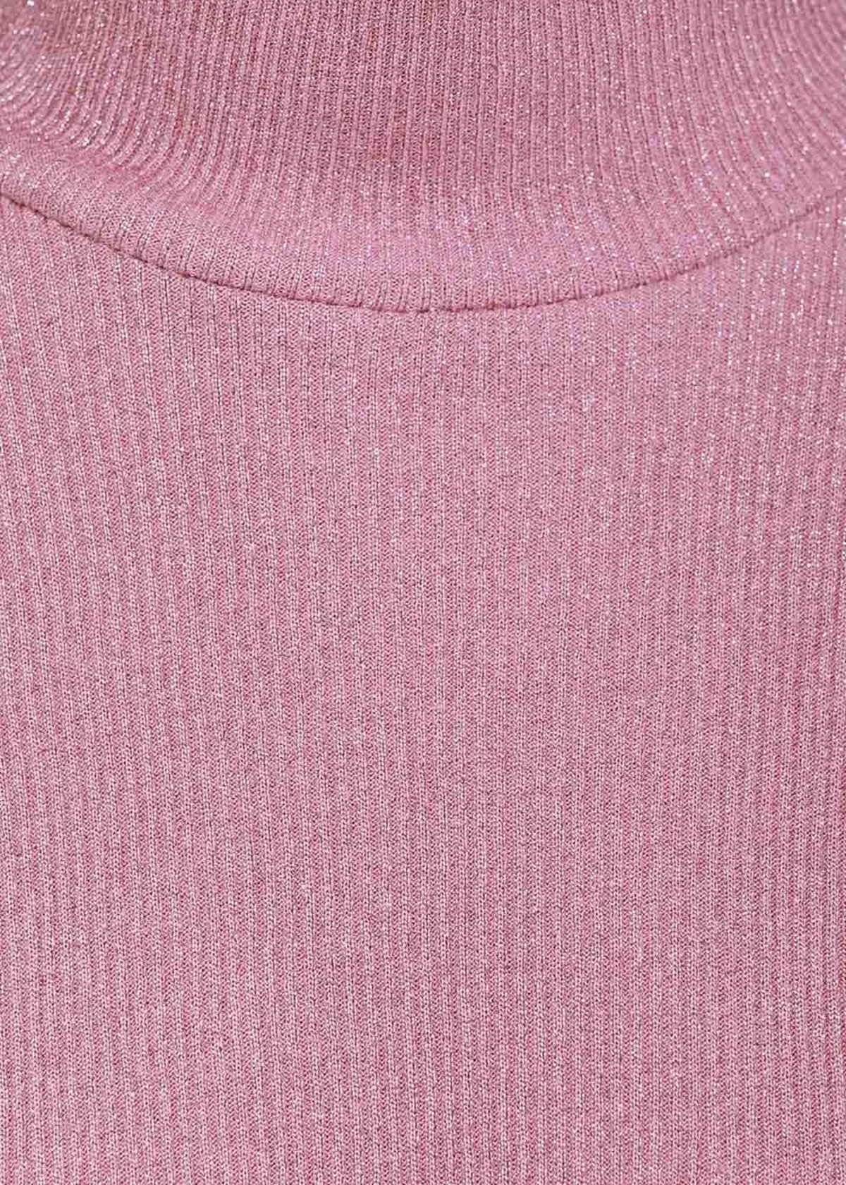 Metallic Turtleneck Sweater - Pink