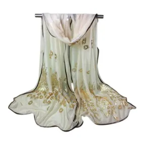 New Design Scarf Fashion Women Peacock Print 8 Colors Long Shawl Wrap Ladies   Chiffon Scarf Bufandas Mujer  GS