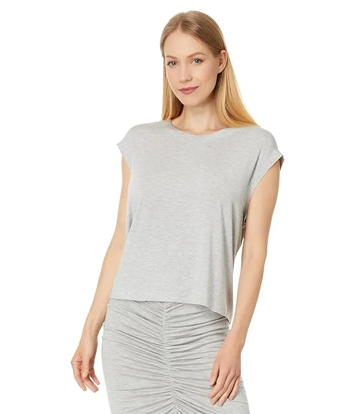 Norma Kamali Sleeveless Boyfriend Cropped Crewneck Top