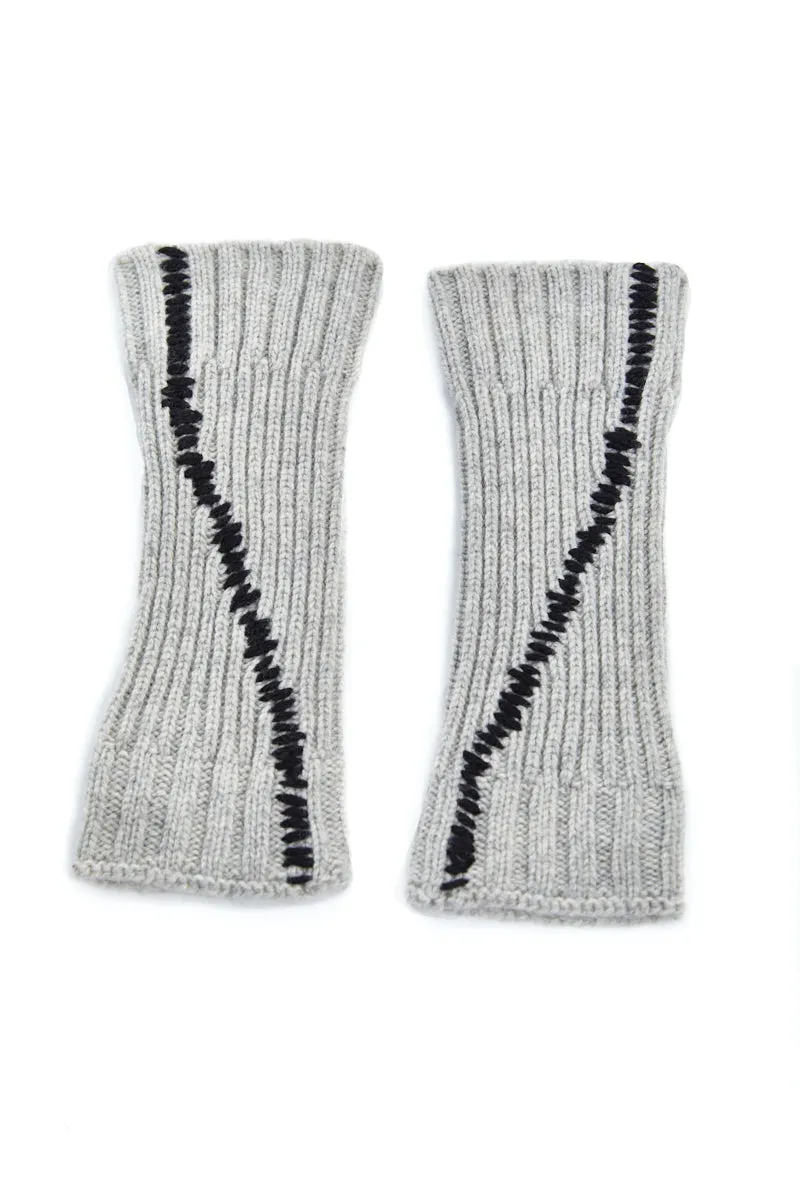 OYSTER GREY STITCHING WOOL GLOVES