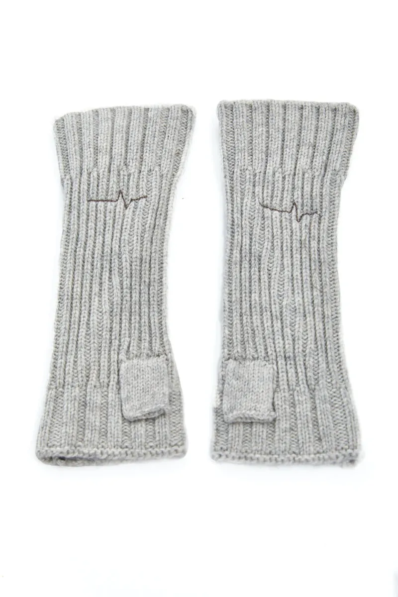 OYSTER GREY STITCHING WOOL GLOVES