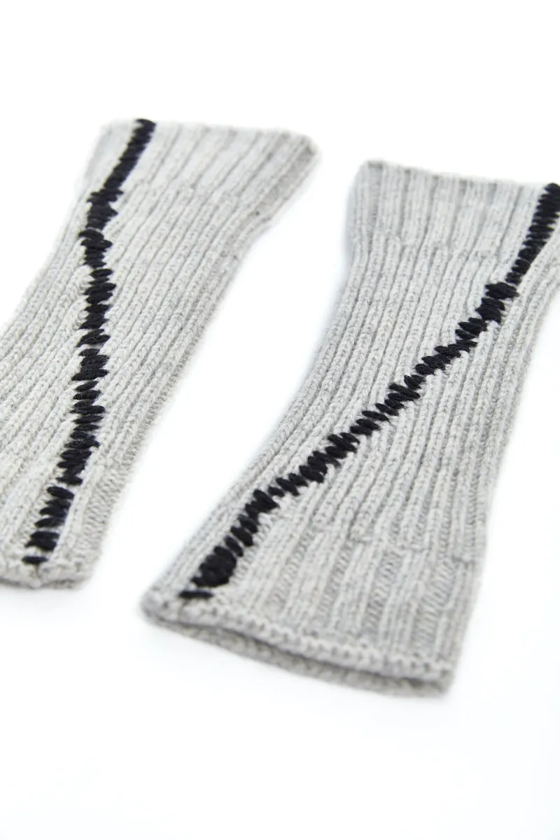 OYSTER GREY STITCHING WOOL GLOVES